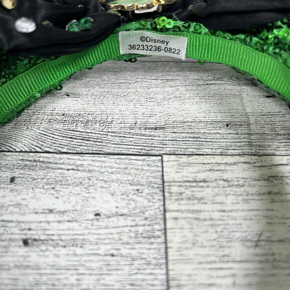 Disney Minnie Mouse Ears Headband Green and Black Sequins St Patrick's Day EUC - Picture 3 of 4